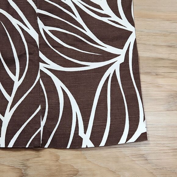 🔹️George by Mark Eisen Brown & Cream Leaf Print Fitted Dress w/Pockets Size 4 - Picture 9 of 12